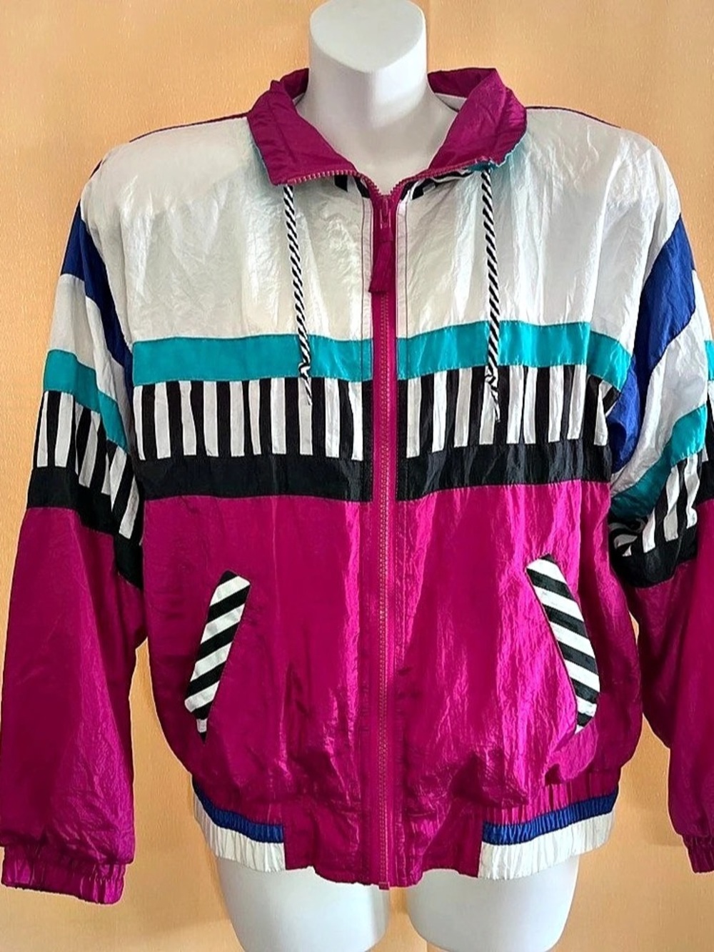 RESPORT windbreaker Color Block Geometric Jacket Size PS